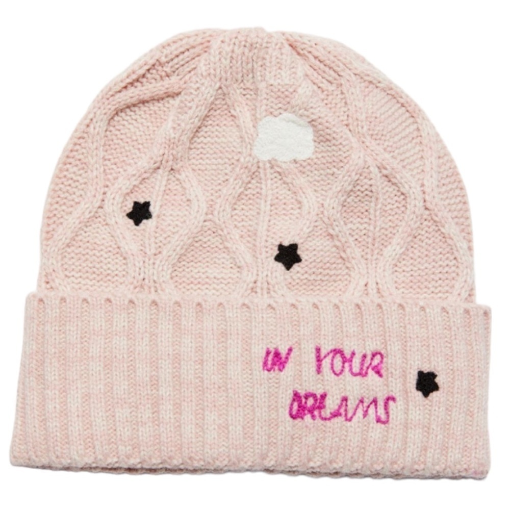 New with tags Urban Outfitters Pink/Rose Bella Embroidered Beanie.